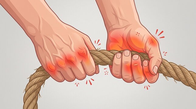Close up of hands pulling rope with effort and determination, Concept of struggle and competition, Represents teamwork and challenge in business, made by AI generative