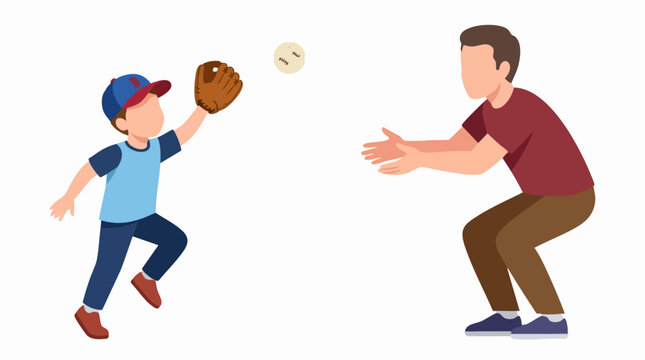 Father and son playing baseball together, a fun family activity