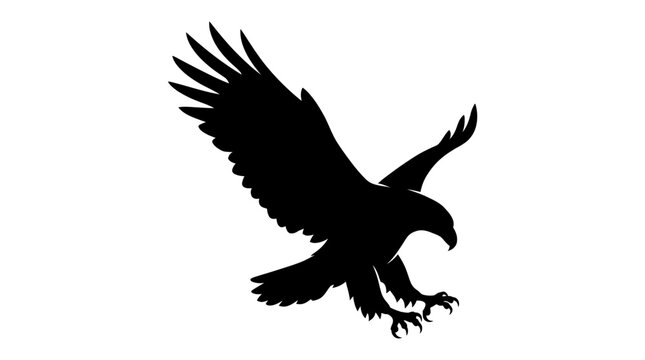 Silhouette of an eagle in flight with spread wings.