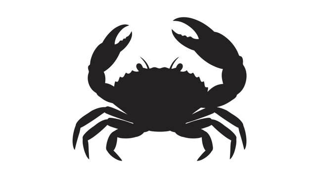 Black crab silhouette isolated on white background.