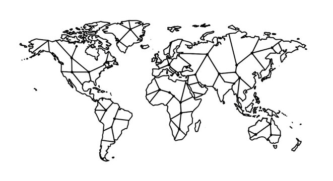 Geometric Low Poly World Map Outline