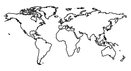 Minimalist world map outline with all continents © Mi