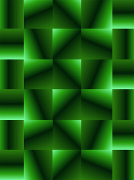 Abstract Green Gradient Geometric Square Background, Modern Luxury Emerald Glossy Gradient Pattern, Dark Minimal Texture, Futuristic 3D Mosaic Wallpaper, Elegant Digital Abstract Design