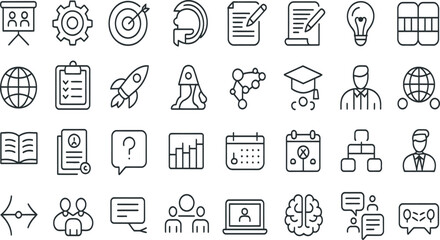 Fototapeta premium Education and Learning Line Icons Set - School, Training and Knowledge Vector Collection