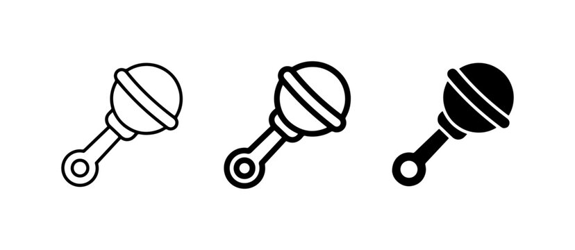 Baby Rattle Icons Set, Infant Toy Graphics, Newborn Plaything Vector Collection