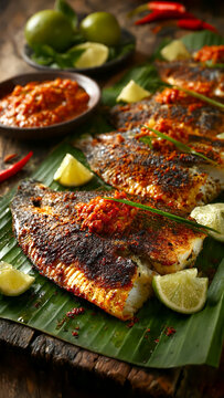 Traditional grilled pangasius fish iwak patin bakar from south kalimantan Indonesia 