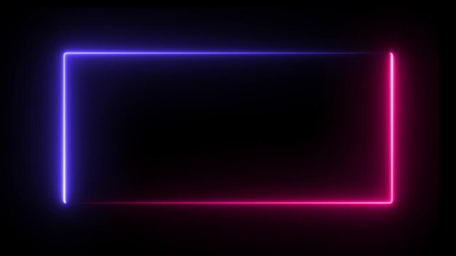 Animated neon rectangles pulsing with blue and pink light on a dark background
