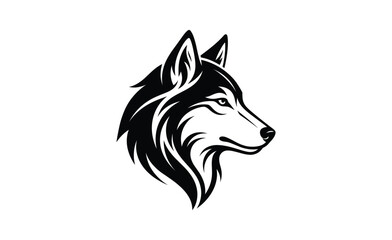 Fototapeta premium Wolf Head Silhouette Profile with Fierce Expression During Nighttime Representing Wildness