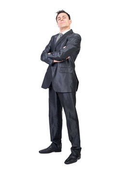 Arrogant boss with hands folded in transparent background