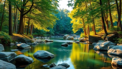 Serene forest stream in autumn © ABU