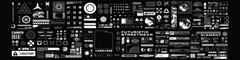 Futuristic industrial micrographics and cyberpunk technical labels.  © Mst