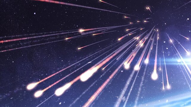 Stunning digital illustration of bright comets and shooting stars streaking across a vast, deep night sky filled with distant cosmic stars