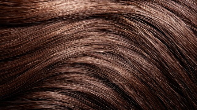 Close up macro shot of rich brown wavy hair texture