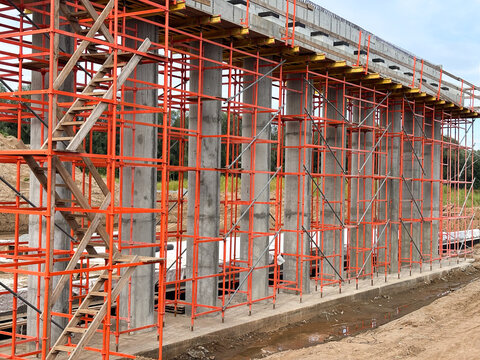 Mobile photo of concrete framework for overpass construction site  