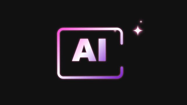 Futuristic Artificial Intelligence Logo Concept with Purple Gradient Frame on Black Background