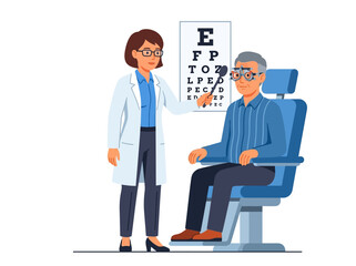 Fototapeta premium Optometrist Performing Eye Examination On Senior Patient.