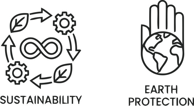 Sustainability and earth protection vector icon and bundles set