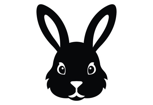 Rabbit Bunny Face Black Silhouette Icon