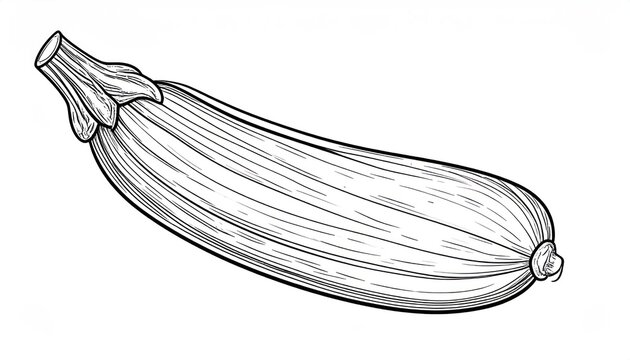 Single hand drawn zucchini squash isolated on white background.