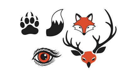 Naklejka premium Fox and deer wildlife head icons.