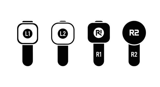Gaming controller trigger and button icons.