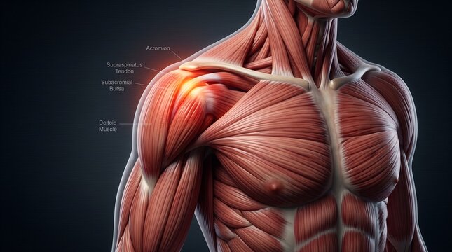 Detailed 3D Render of Human Male Muscular Anatomy.