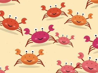 Obraz premium Cute Crabs Beach Pattern Background Design