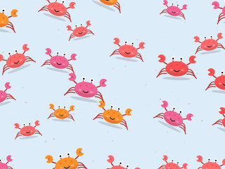 Fototapeta premium Cute Crabs Beach Pattern Background Design