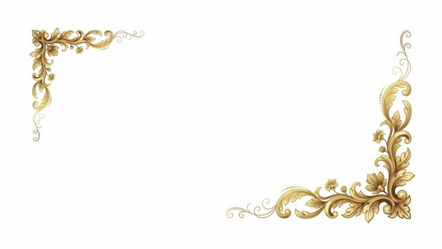 Decorative gold baroque corner ornaments with ornament decoration filigree classical invitation isolated background goldleaf ornamental stationery flourish sculptural sophisticated