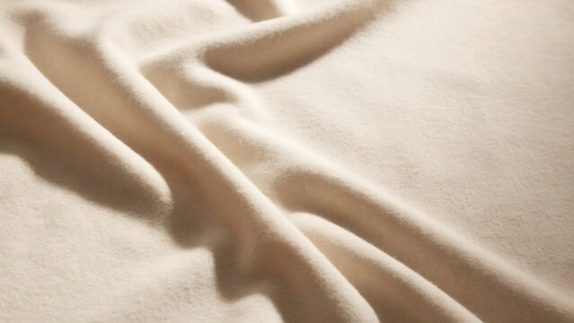 Creamy beige fabric texture with soft folds and elegant drapes background material abstract wrinkled interior backdrop minimalist delicate