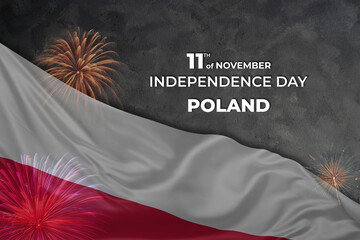 Poland independence day greetings card with flag and fireworks © firewings