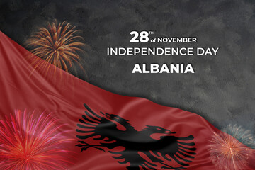 Albania independence day greetings card with flag and fireworks © firewings