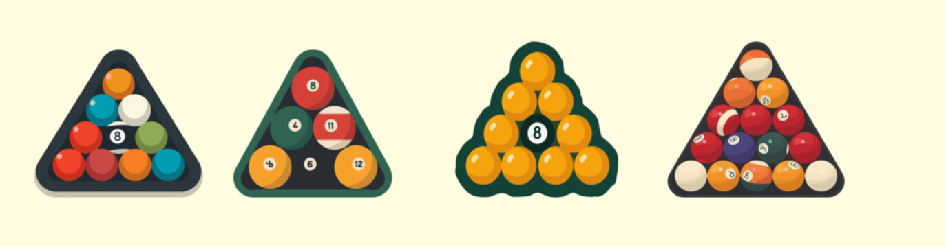 Template vector of triangel billiard ball element with flat design