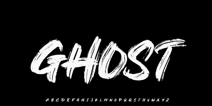 Ghost font, A aggressive metal display font with chaotic forms, perfect for band logos, album covers, and dark music, clothing. vector illustration