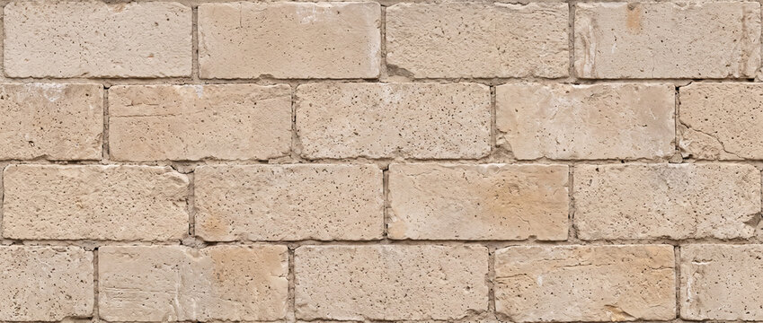 Beige Limestone Block Wall Texture with Rustic Natural Stone Masonry and Neutral Architectural Background