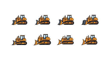 Heavy construction bulldozer and earthmover icons © manda