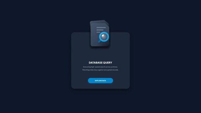 Database Query Search File Dark Mode Popup Window Motion Graphic Animation