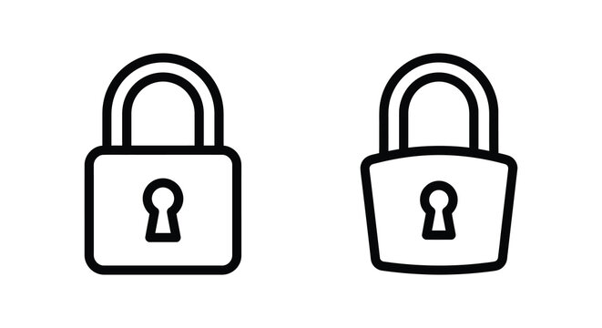 Two Padlock Icons Black Line Art On A White Background For Security Concepts