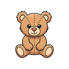 Fototapeta premium Cute Teddy Bear Plush Toy Vector Illustration Isolated on White