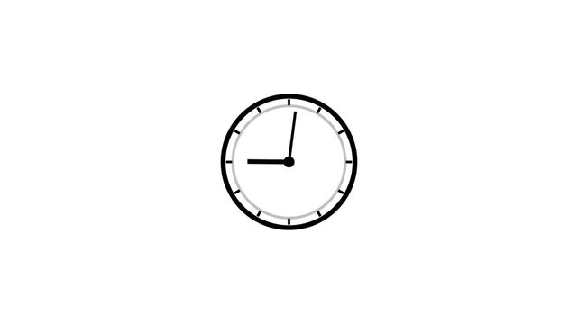 12 Hours Clock. Analog clock animation