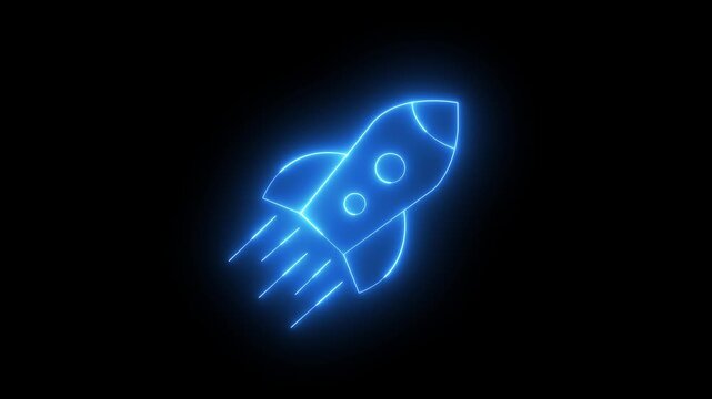  simple rocket flying concept 4k video, creative idea, business, innovation and technology idea. Motion graphics of spaceship. 4k video animation.