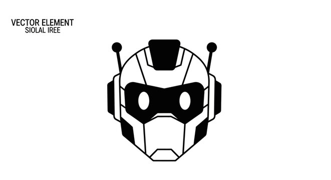 Black and white robot head.