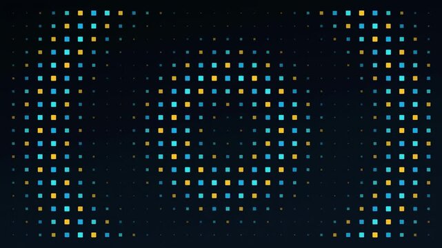 Abstract animated lights running through a smart city grid drawn as cyan and teal lines and dots on a deep dark background. Seamless looping 4K video element with free space around it, ideal for techn