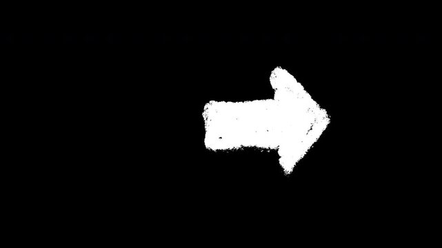 Right arrow brush stroke direction. From right to left brush stroke line. Alpha channel transparent background looping animation footage motion graphic.