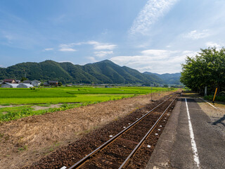 若桜鉄道「隼駅」から見る八頭町の田園風景 © しょこまろん