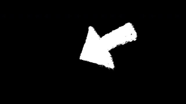 Right corner up arrow to down brush direction stroke line. Alpha channel transparent background looping animation footage motion graphic.