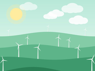 Fototapeta premium Green Energy Wind Farm Panorama Background
