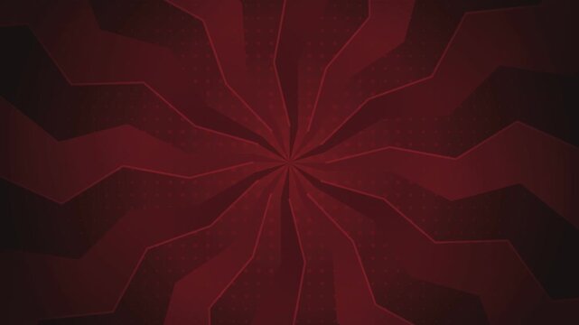 Abstract red background featuring rotating spiral shapes with halftone dot pattern overlay cinematic dynamic motion loop footage clip.
