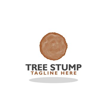 Tree stump logo icon with shadow