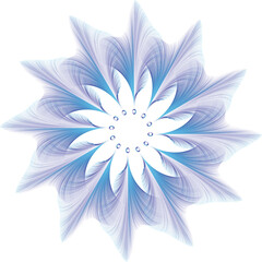 Fototapeta premium Blue Crystal Feather Snowflake Vector Set. Geometric Ice Flower Mandala. Fractal Symmetrical Frost Design Element. Isolated Ornate Winter Symbol